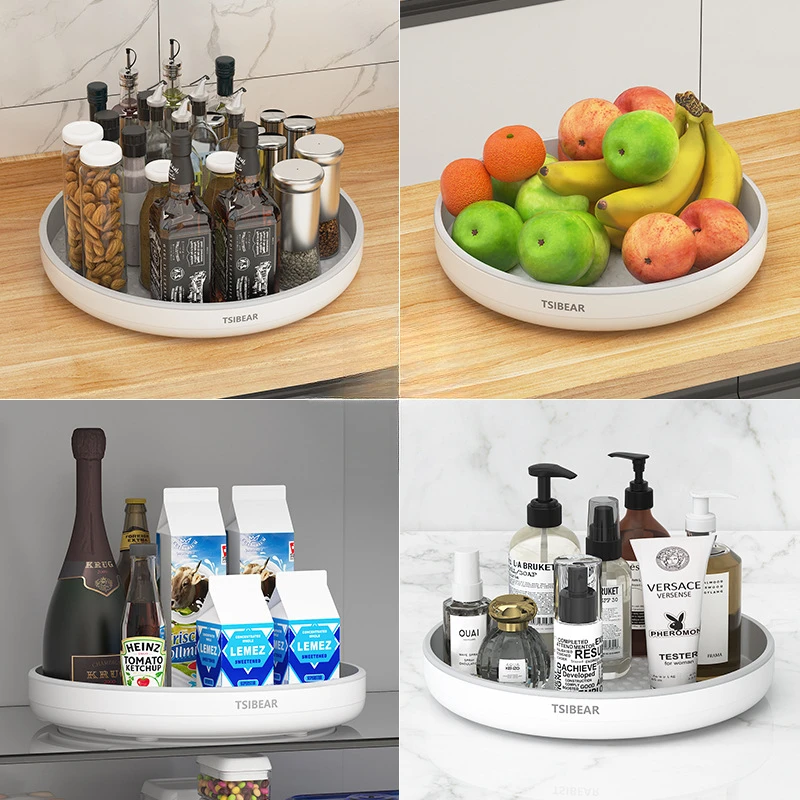 Kitchen Multi-functional Rotating Spice Plate Storage Spice Rack Round Storage Rack Organizer Turntable
