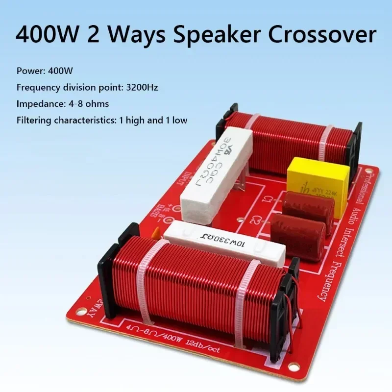 

2 Ways 400W Speakers Filter Frequency Divider Treble Bass Audio Filter Circuit Board High Power 3200Hz for Stage Speaker Upgrade