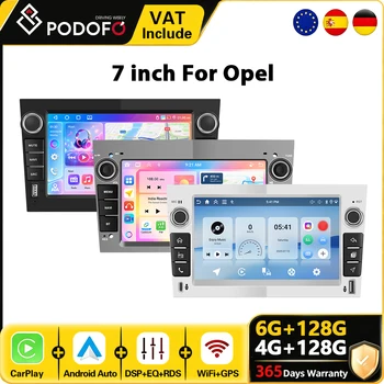 Radio para coche Podofo 6G+128G de 7 pulgadas con sistema Android para Opel Astra, Antara, Vectra, Corsa, Zafira, Meriva, Vivaro, Combo, Signum, Tigra, Twin Top, sistema inteligente para coche, CarPlay, Android Auto, estéreo para coche, GPS, WiFi, BT, reproductor multimedia para coche 1