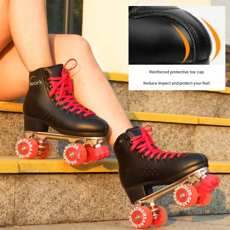 Size 35-44 Double Row Roller Skates 4 Wheels Shoes For Women Beginner Outdoor Ice Skating Rink Training Quad Sneakers New