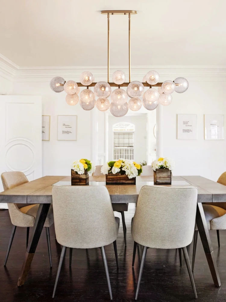 E14 LED American Golden Chrome Stainless Steel Glass Chandelier Lighting Suspension Luminaire Lampen For Dinning Room