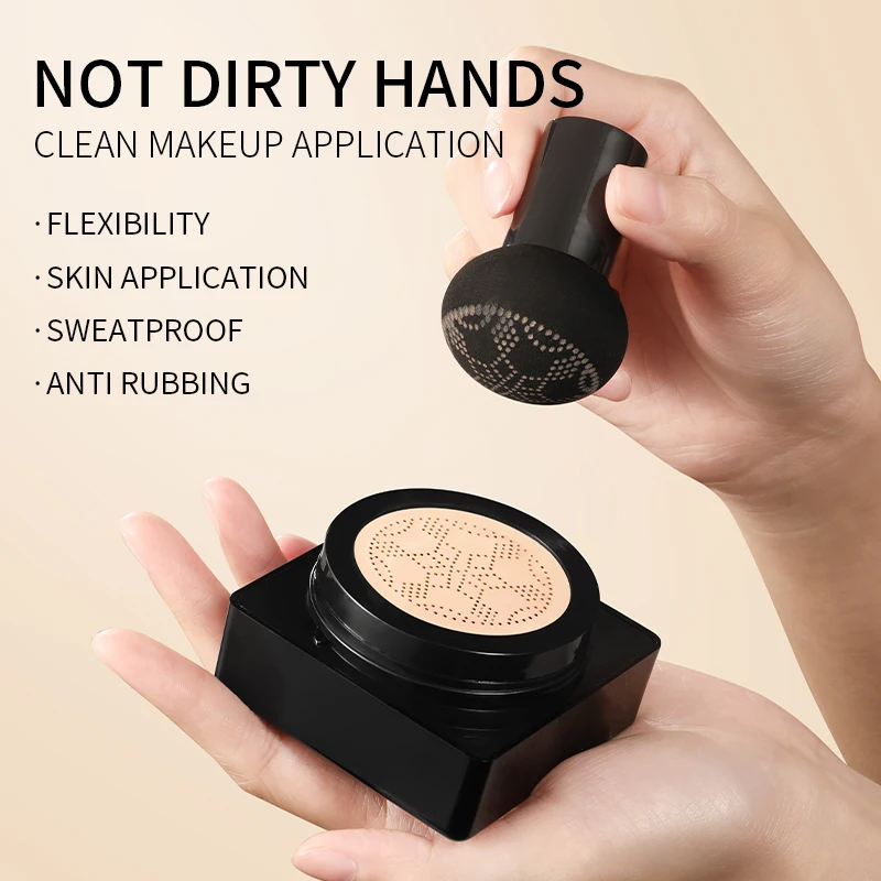 2PCS Air Cushion CC Cream Mushroom Head Puff Moisturizer Concealer Brightening BB Cream Waterproof Face Beauty Makeup Cosmetics
