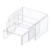 Clear High Medium Low Profile Set of 3 Acrylic Risers Display Stands Shelves 2