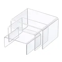 Clear High Medium Low Profile Set of 3 Acrylic Risers Display Stands Shelves 2