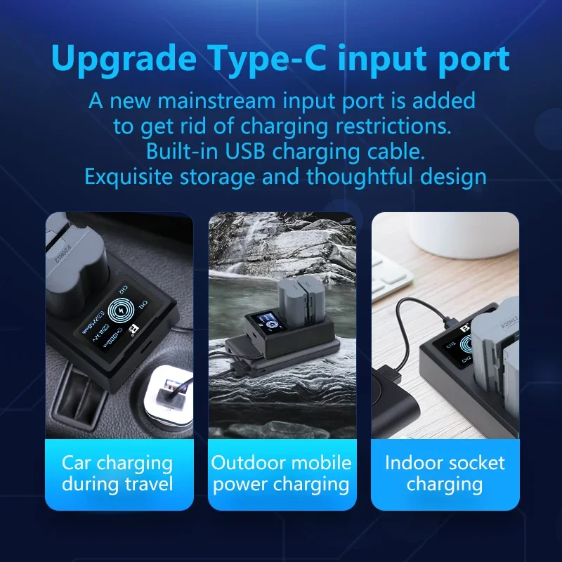 FB NP-W235 배터리 LCD USB 듀얼 충전기, 후지필름 디지털 카메라 배터리, xs20, XT4, XT5, xh2s, gfx100s, gfx50sii, 듀얼 입력 포트