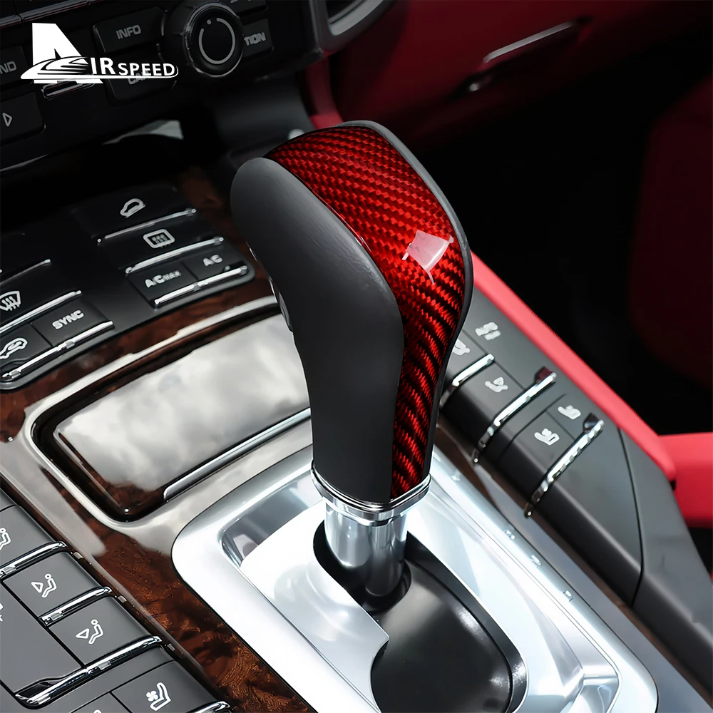 

KUNGKIC Cover For Porsche Cayenne 2011 2012 2013 2014 2015 2016 2017 Real Carbon Fiber Car Gear Shift Knob Interior Trim