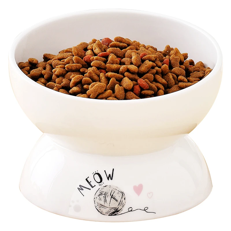 Cat bowl ceramic oblique mouth to protect the cervical spine and prevent overturning cat eating and drinking bowl