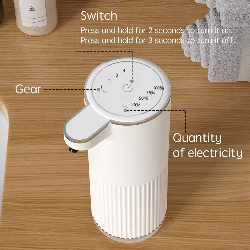 360Ml Automatic Soap Dispenser Bathroom Accessories Automatic Liquid Soap Dispenser Type-C 4 Level Foam