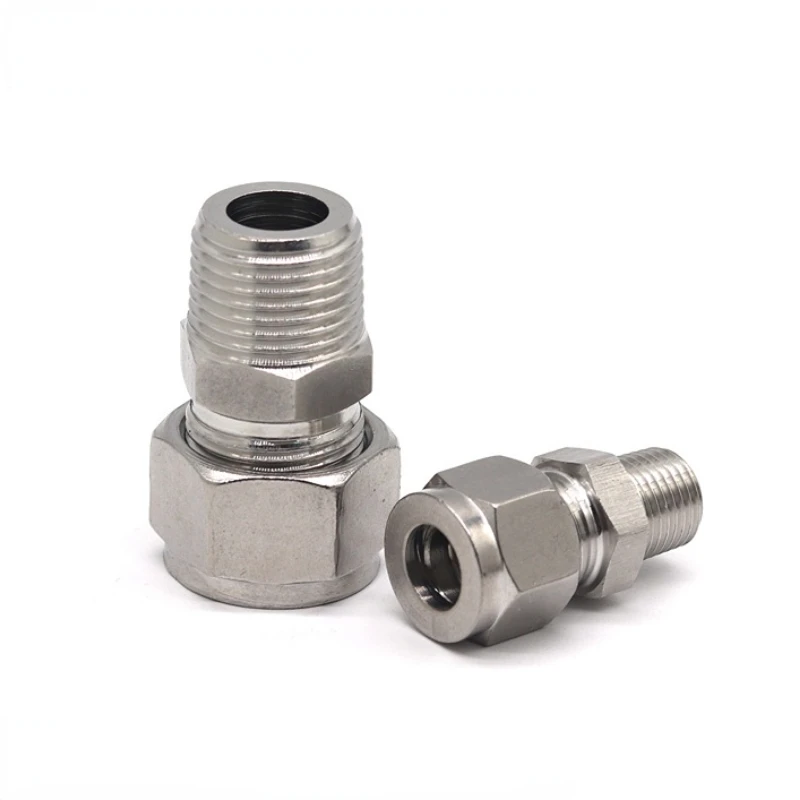 Connettore A Compressione A Doppia Ghiera In Acciaio Inossidabile Ss 304 6Mm 8Mm 10Mm Tubo Da 12Mm A Tubo Maschio Npt Da 1/8 "1/4" 3/8 "1/2"