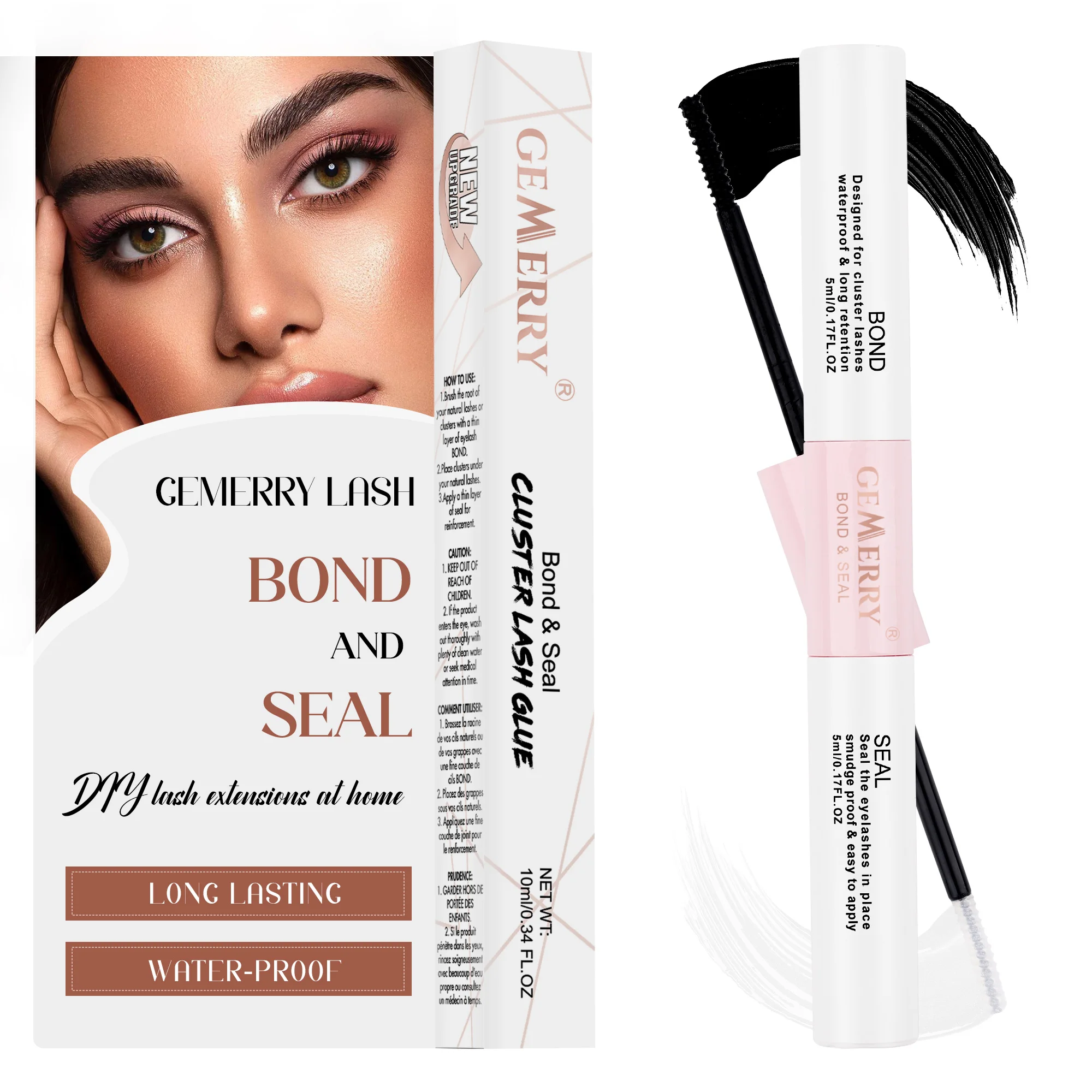 GEMERRY Lash Bond and Seal Cluster Lash Glue 2in1 5ml For DIY Eyelash Extension Long Retention Waterproof Glue for Clusters eyelash glue