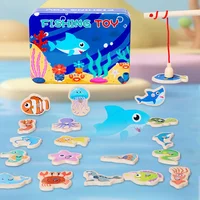 Wooden Montessori Catching Toys Funny Fine Motor Skill Fish Cognition Puzzle Toy Colorful Wooden Magnetic Fishing Game 1
