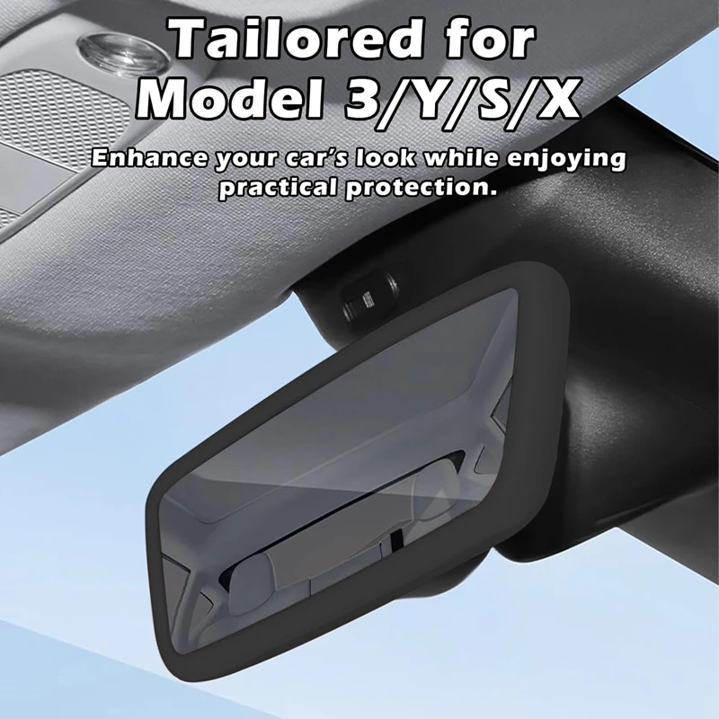 For Tesla Model Y / 3 Silicone Rear View Mirror Protector Frame Rearview Mirror Edge Protective Cover Car Interior Accessories rearview mirror protector,rearview mirror cover