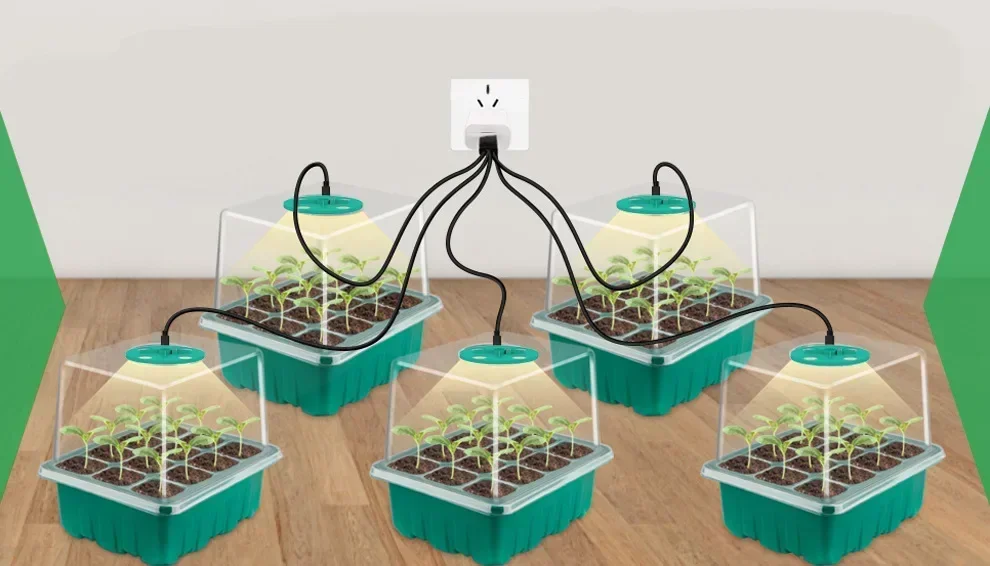 Description Picture 3 of itemPhytolamp for Indoor Plant Full Spectrum Seed Starter Trays with LED Grow Light 12 Holes Per Tray Greenhouse Garden Growing Lamp