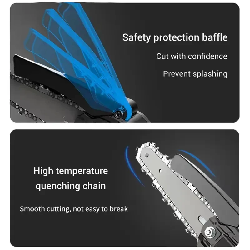 8 Inch Electric Chain Saw Mini Handheld Portable Chainsaw Tree Wood Cutter Pruning Garden Power Tool Compatible Makita Battery 4
