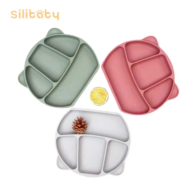

Silibaby Baby Feeding Plate Panda Plate Food Grade Silicone Smiley Kids Plate BPA Free Baby Feeding Set