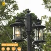 Outdoor Lamp Post Light 2 Head Classic Black Lamp Pole with Bubble Glass Panels E27 Base Waterproof Street Lighting for Backyard 2