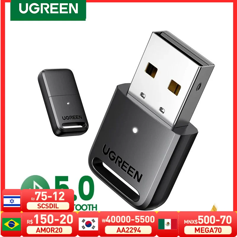 UGREEN Bluetooth 5.0 Adapter for PC USB Bluetooth 5.0 Receiver Dongle Wireless Computer Adapter For Mouse Keyboard Win 11/10/8.1