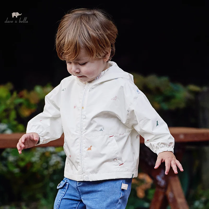 Dave Bella Children Boys Spring New Fashion Casual Hooded Coat Tops Outerwear Cool Waterproof Cartoon Outdoor DB1247726