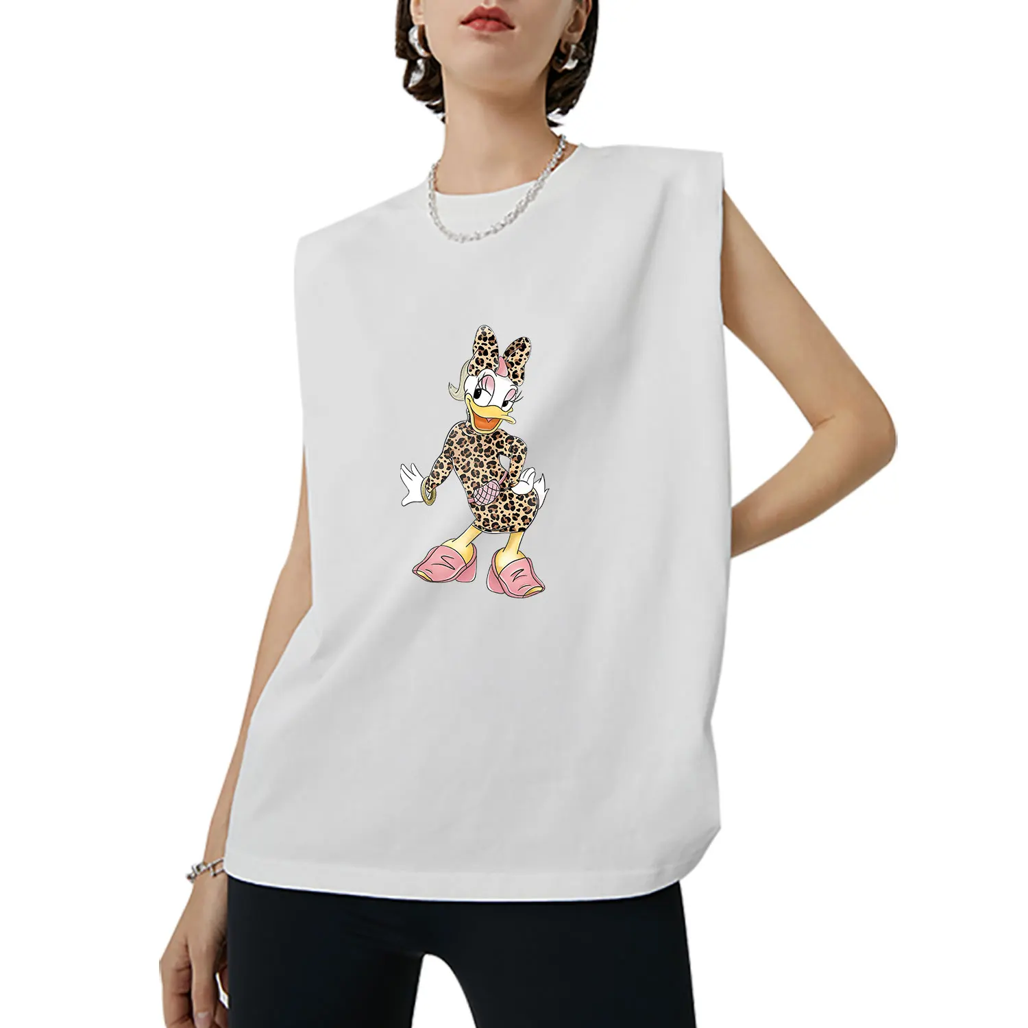 Mickey Minnie Daisy leopard print suit applique heat vinyl ironing stickers for cloth DIY craft