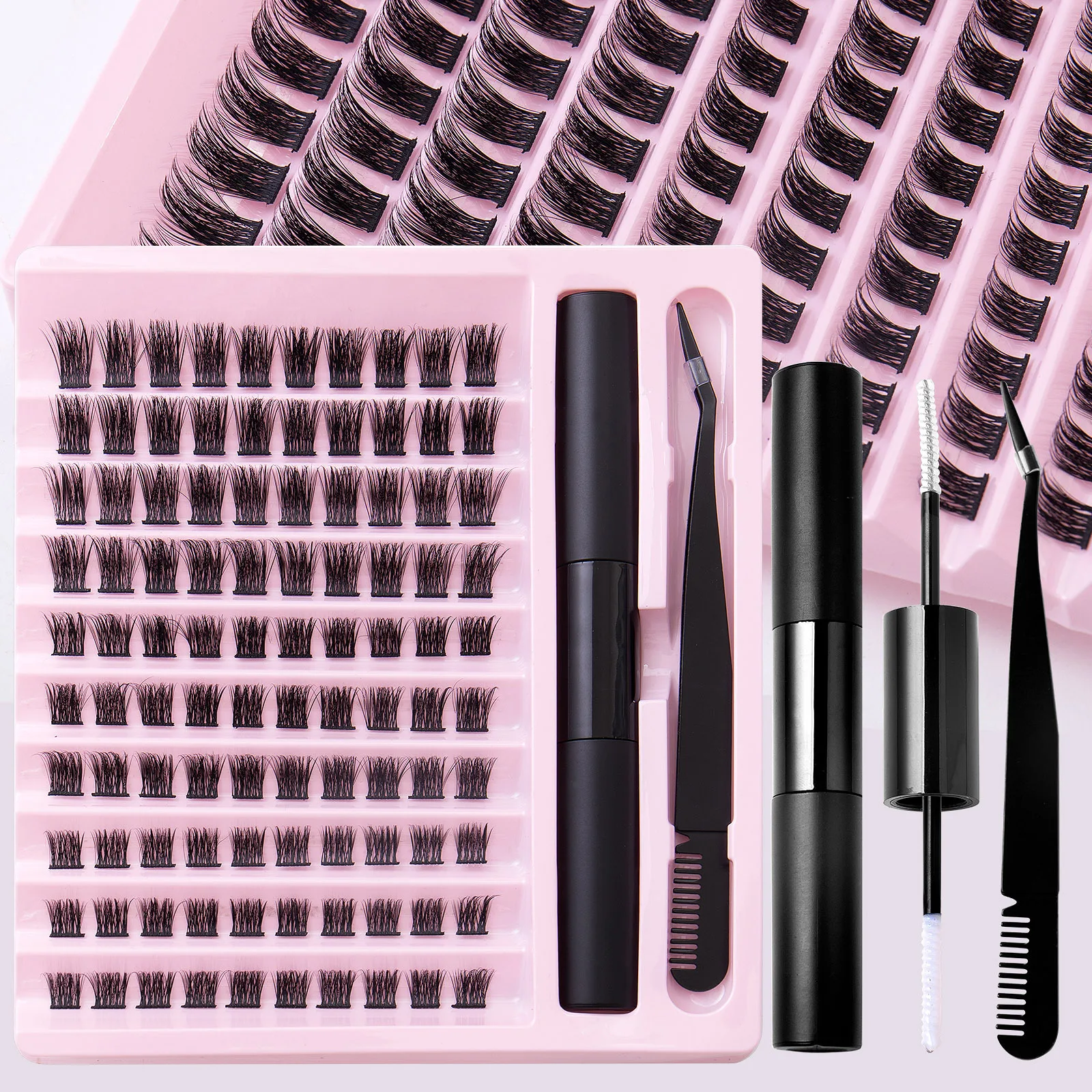 

High-Capacity 100 Clusters False Eyelash Extension Kit Natural DIY Eye Lash for Beauty Makeup Korean Thick DC Curly Lashes