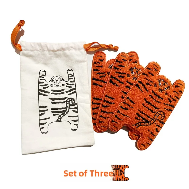 Original Design Tiger Coaster RUOYUSTUDIO Square Cup Mat Fre Sle Beverage Accories Kitchen Dining Table Decor