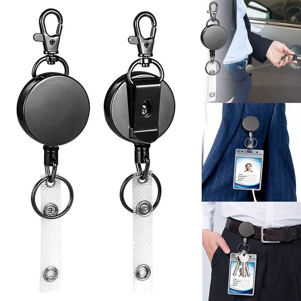 

Black New Wire Rope Keychain Outdoor Keyring Tactical Keychain Telescopic Burglar Chain Key Holder