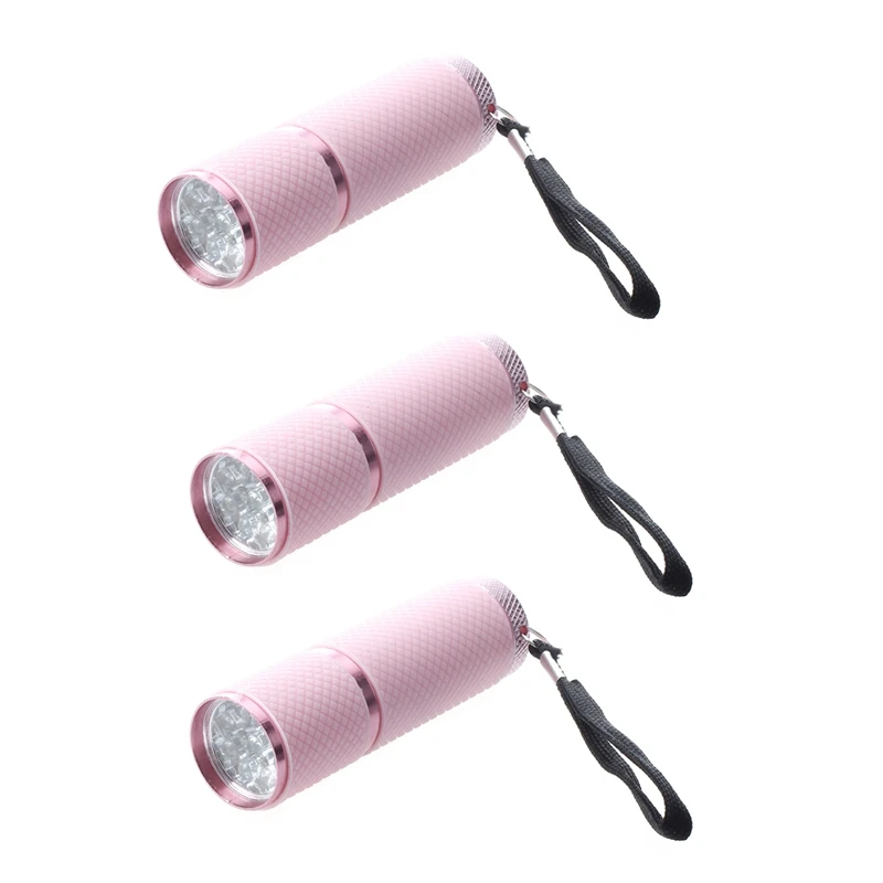 

HOT-3X Outdoor Mini Pink Rubber Coated 9-LED Flashlight Torch