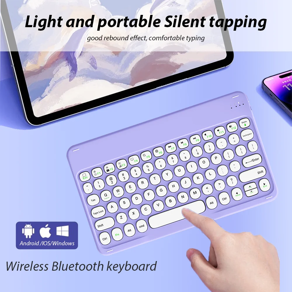 Bluetooth Keyboard And Mouse for iOS Android Windows System circular keycap portable ultra-thin Teclado for Mac iPad cell phone
