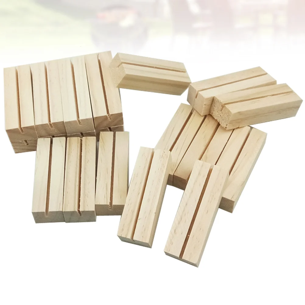 

20 PCS Wooden Note Clip Message Card Holder Place Memo Stand Business Photocard Acrylic Display Risers Desk