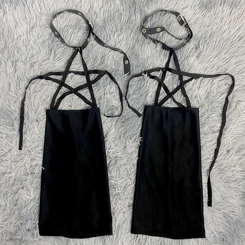 여성용 다크 고딕 레그 슬리브, 블랙 쿨 펑크 양말, 하라주쿠 닌자 발 커버, 할로우 아웃 스타 리본, 2024 용수철 여름