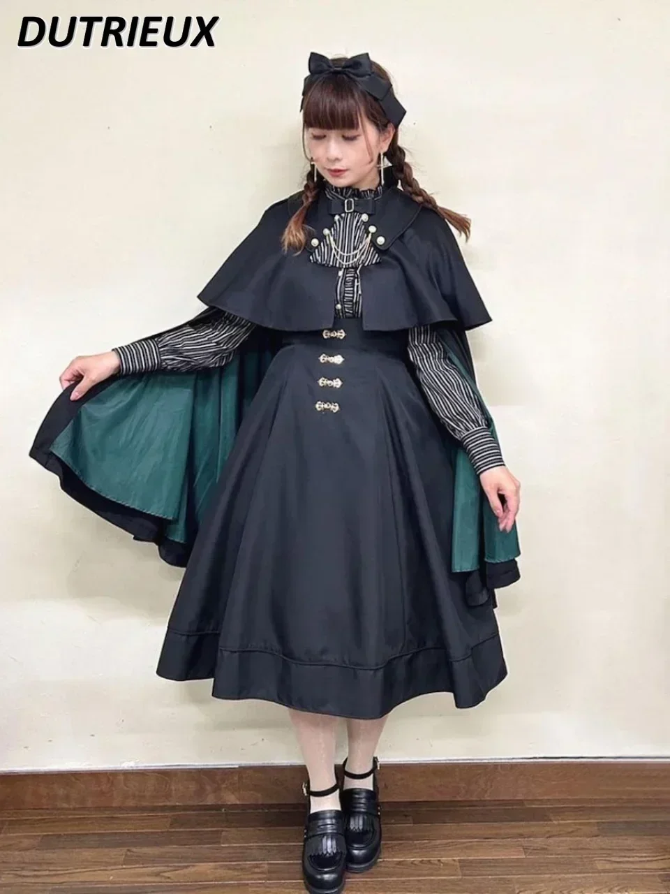 

Loose Casual Jackets Autumn Winter Embroidery Detachable Ladies' Long Trench Coat Fashion Japanese Style Overcoat for Women