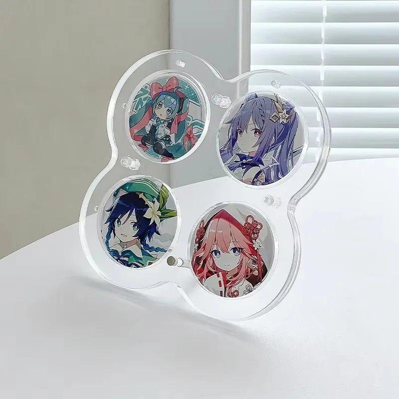 58mm/75mm Hanging Acrylic Badge Display Stand Transparent Desktop Badge Protective Cover Peripheral Stand Storage Box Card Brick