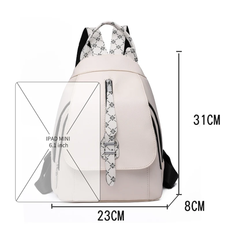 3 In 1 Women's Fashion Backpack 2024 High-quality PU Leather Backpack Luxury Women Leisure Backpack Retro White Travel Backpacks