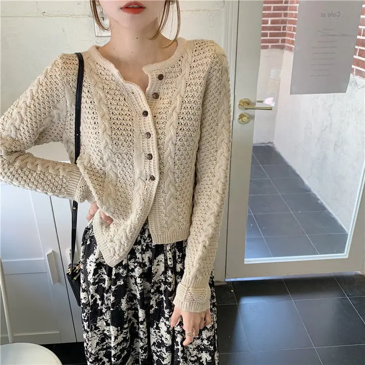 Cardigan Women Solid Spring Summer Sweaters Casual Knitwears All-match Long  Sleeve Korean Style Clothing Top - Cardigan - AliExpress
