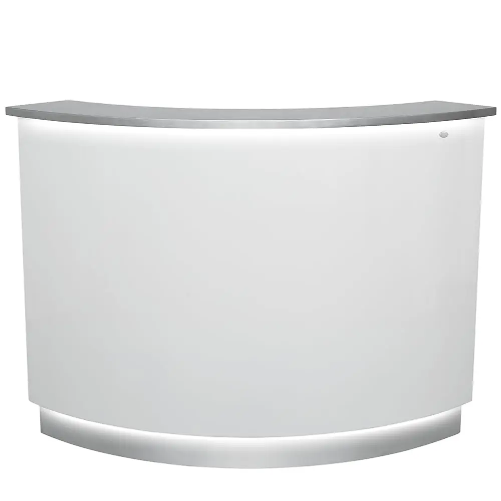 Reception Desks,LED Illuminated Curved Reception Desk Area Counter Round,39.37"D X 57"W X 42.13",HReception Desks