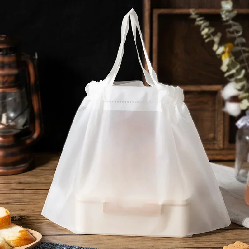 

Take Away Packaging Bag Tie Mouth Pull Rope Bag Salad Food Portable Packaging Bag Dim Sum Packaging Thickened Plastic Bags