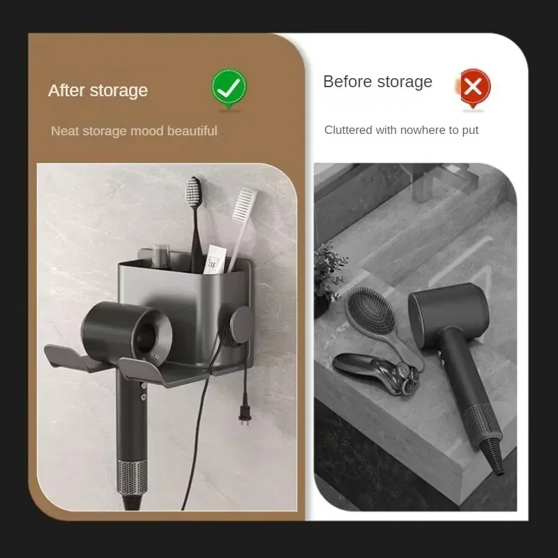 1pc Hair Dryer Holder Wall Mounted Hair Straightener Dryer Hair Stand Bathroom Organizer Shelves Bathroom Organization Shelves 3
