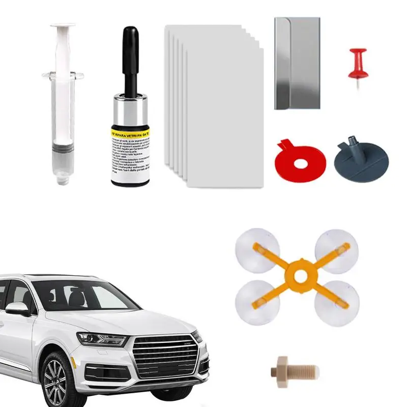

Glass Repair Kit Windshield Cracks Repairing Liquid For SUV DIY Glass Filler Repair Kit For Repairing Chips Cracks Nicks Bulls-E
