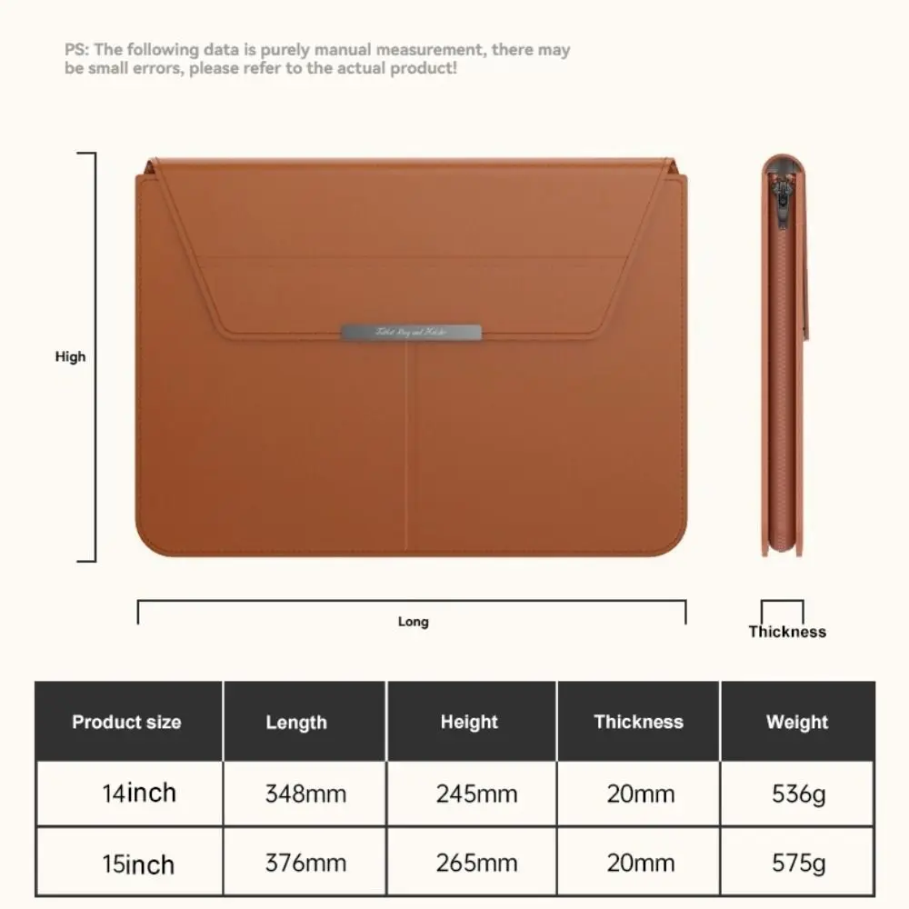13-14/15-16 Inch Laptop Sleeve Holder Automatic Closing Multifunction Carrying Pouch with Stand Leather for Macbook Air