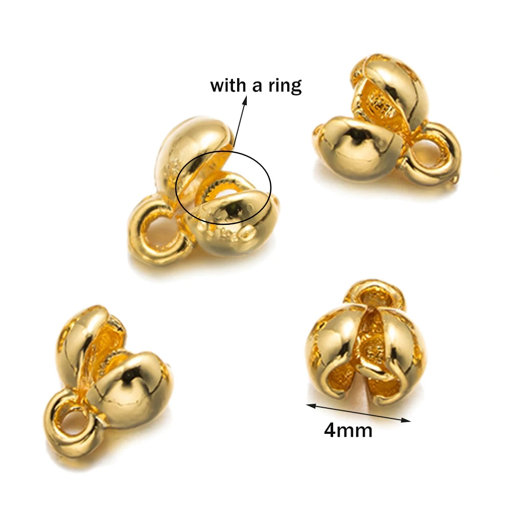 18K Gold Plated Brass Pearl Bracelet End Beads Connector Jewelry