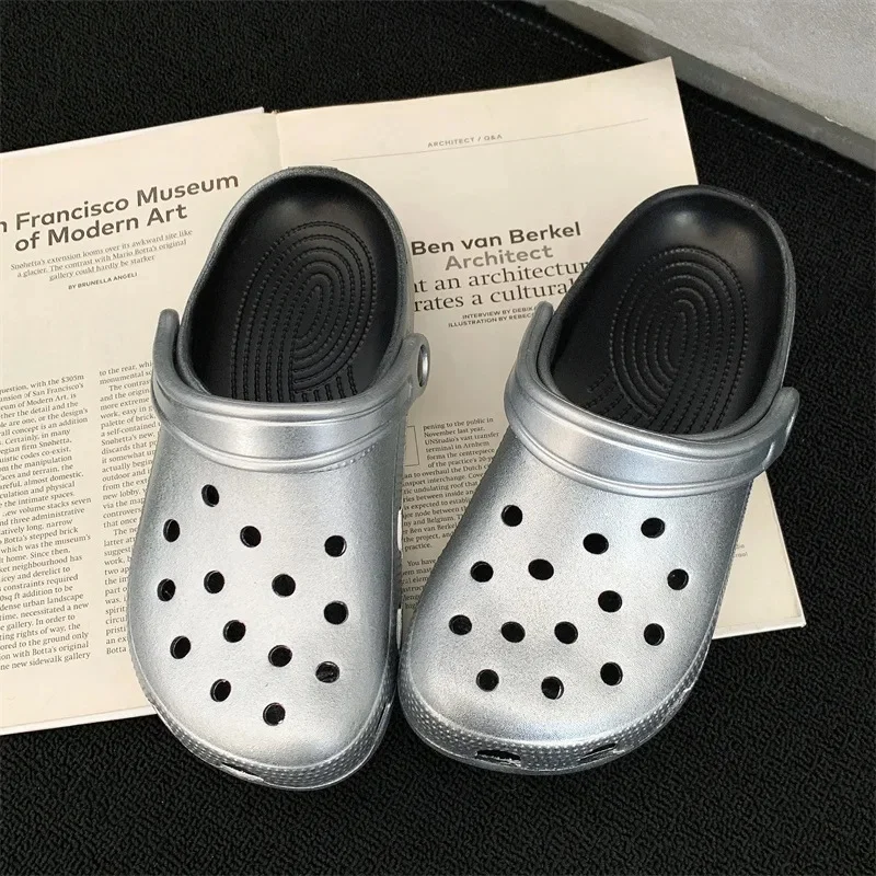 AY silver hole shoes