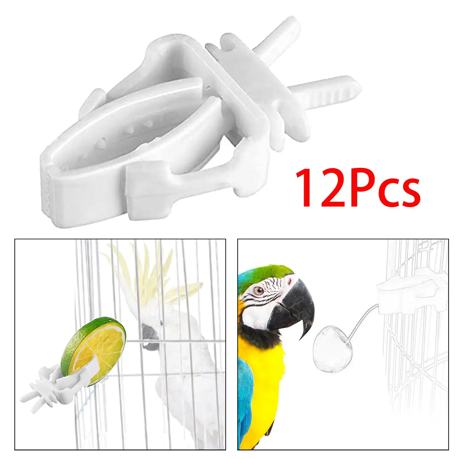 12Pcs Bird Feeding Clip Feeder Device Foraging Toy Bird Cage Food Holder Parrot Cockatoo Parakeet Budgie Macaw