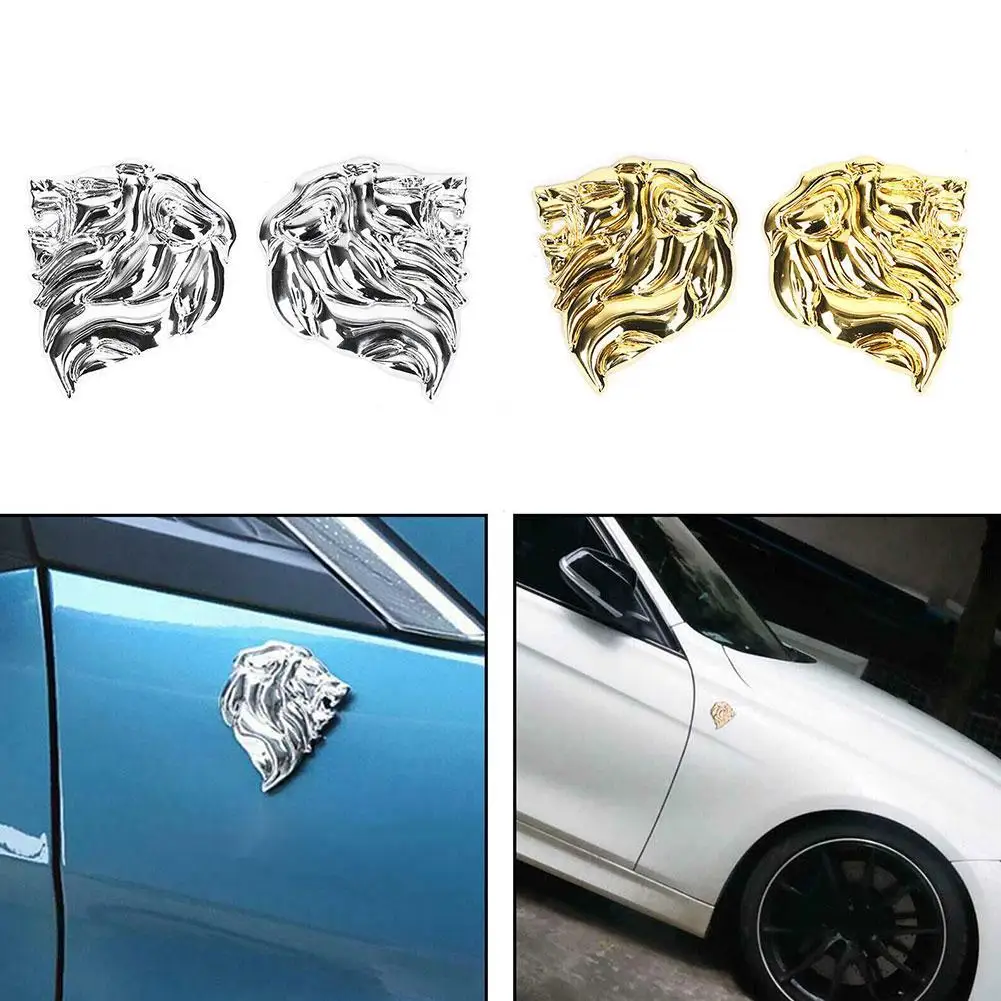 

Metal Lion Head 3D Emblem Totem Badge Car-Styling Car Symbol Quality Gold Left Right Top Black Sticker Body Power Silver N6V6