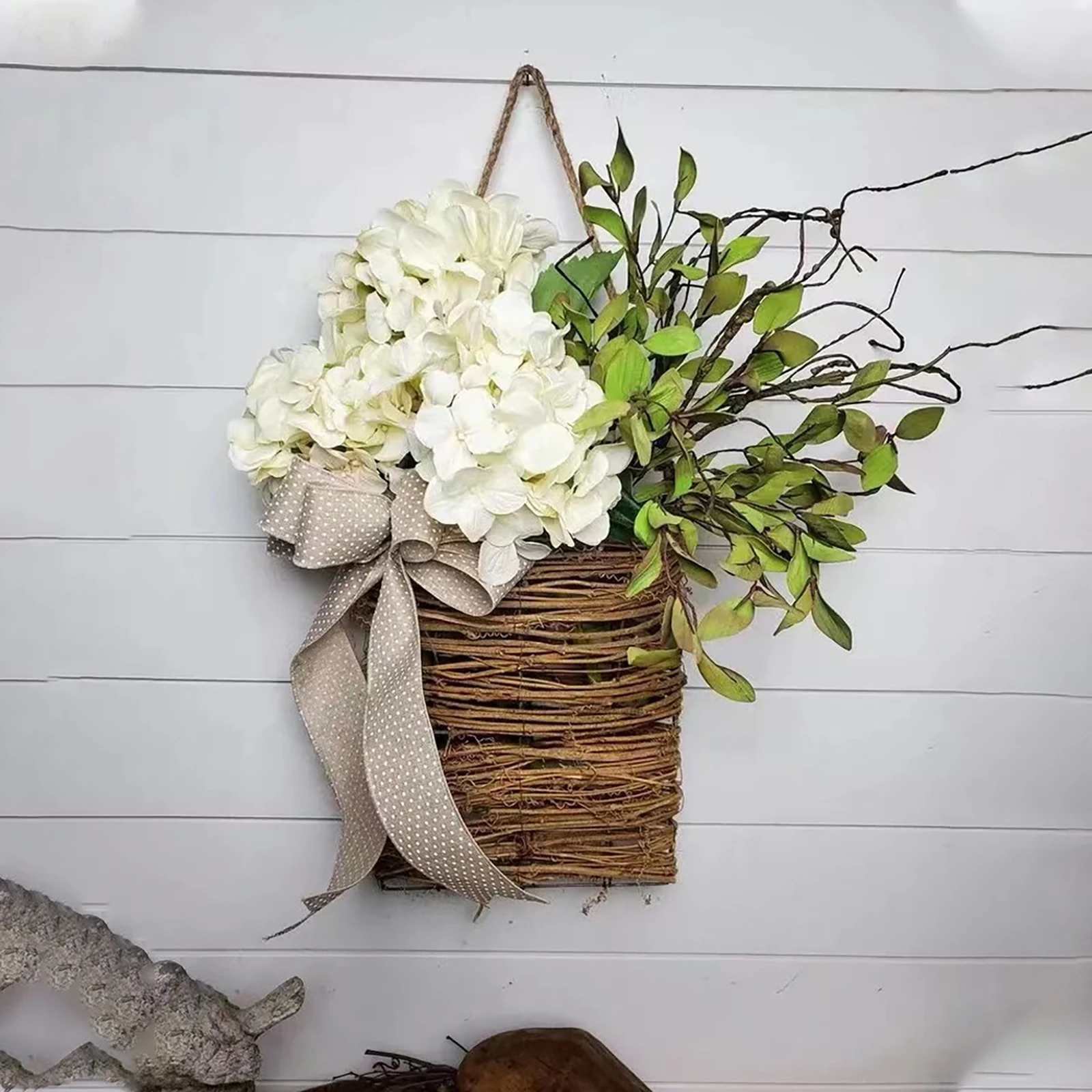 Ghirlanda Floreale Bianca Per Porta Ingresso – Diametro 55,9 Cm, Fiori Di Seta, Decorazione Per Matrimoni E Casa