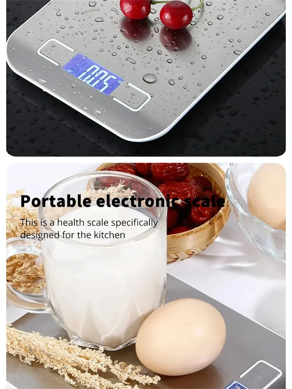 Description Picture 3 of itemRechargeable Stainless Steel Electronic Scales Kitchen Scales Home Jewelry Food Snacks Weighing Baking Tools 5kg/10kg