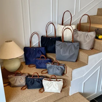 Borsa tote in nylon per il pendolarismo, borsa a tracolla di grande capacità, borsa a mano alla moda e leggera