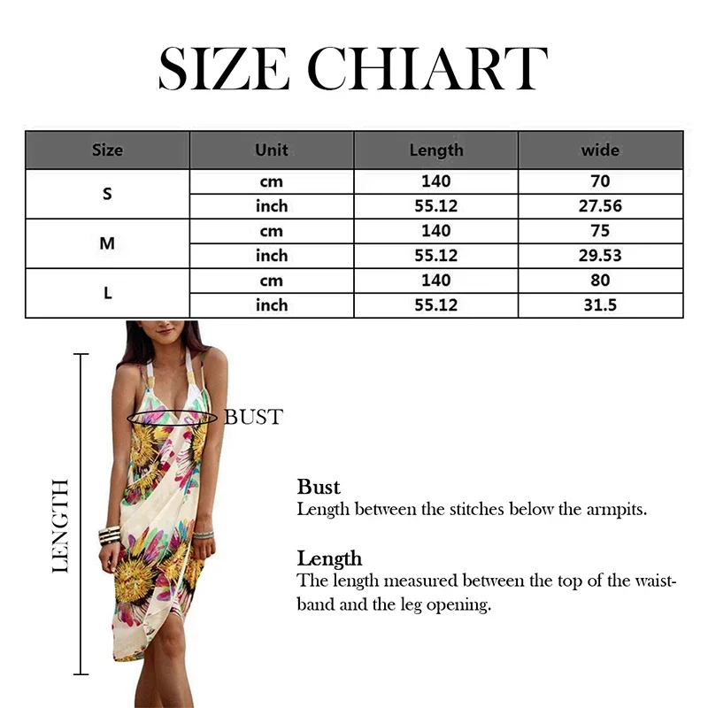 Printed Cover-ups Sexy Beach Dress Women Halter Sling Chiffon Beach Towel Bikini Wrap Pareo Skirts Open-Back Swimwear 6