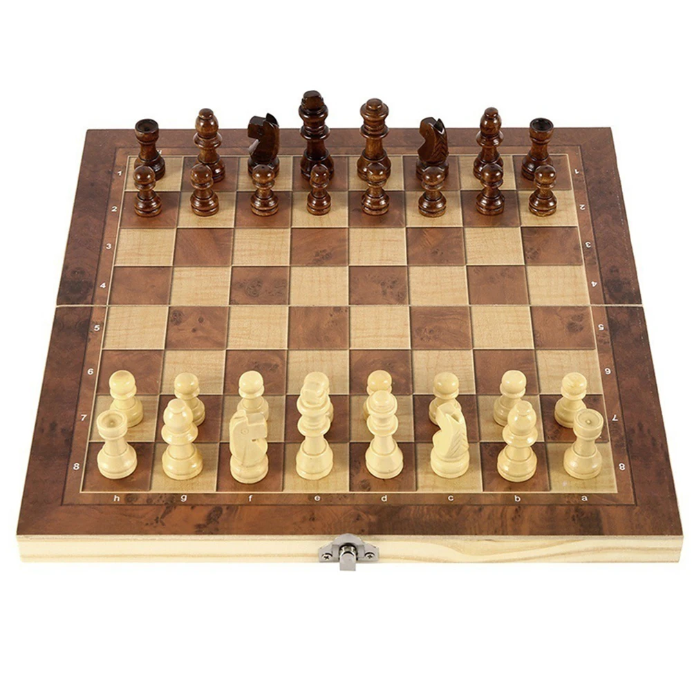 Wooden Travel Chess Set with Storage for Home and Outdoor