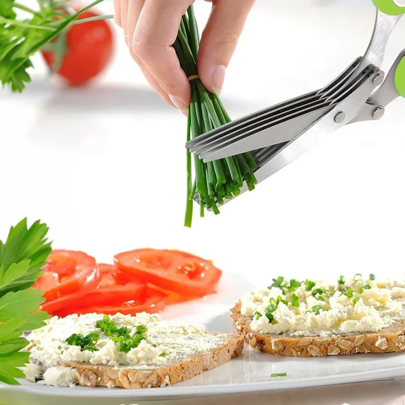 Kitchen Scissors 5 Layers Stainless Steel Knife Multifunctional Vegetable  Scallion Spice Cutter Manual Cooking Accessorie Tool - AliExpress