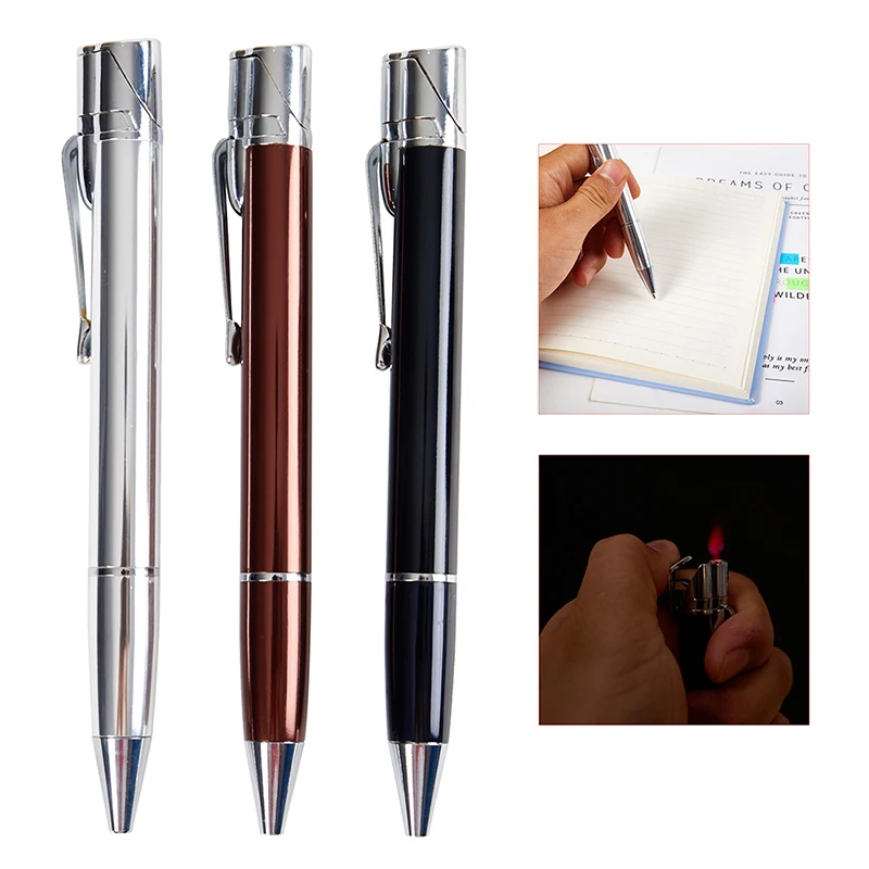 Creative Ballpoint Pen Lighter Jet Torch Gas Lighter Windproof Metal